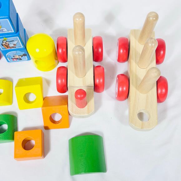 Disney Mickey Mouse and Friends Wooden Stacking Train Set Stackable Blocks - Picture 5 of 6